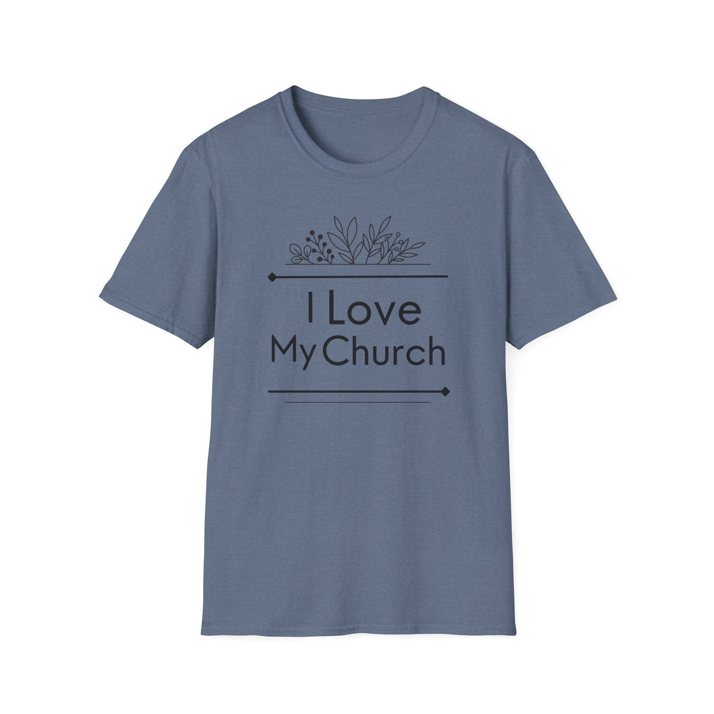 I Love My Church - Floral Design  - Softstyle T-Shirt