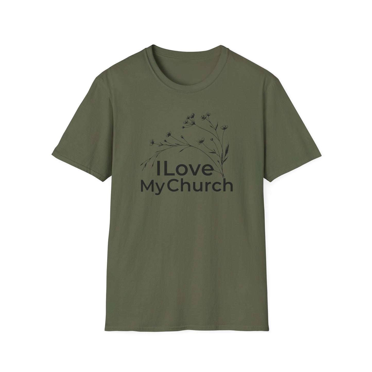 I Love My Church - Floral Design Top - Softstyle T-Shirt