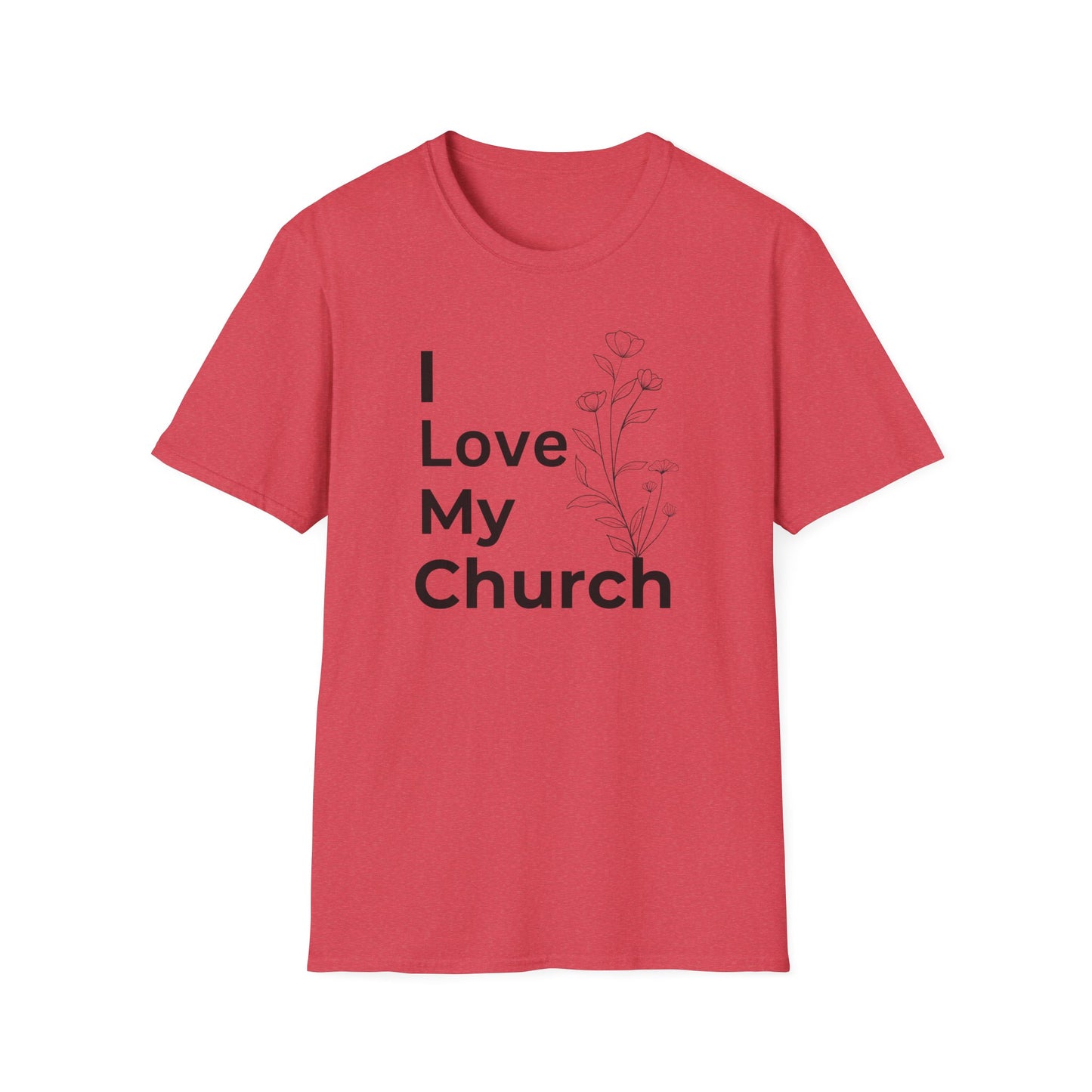 I Love My Church - Floral right side - Softstyle T-Shirt