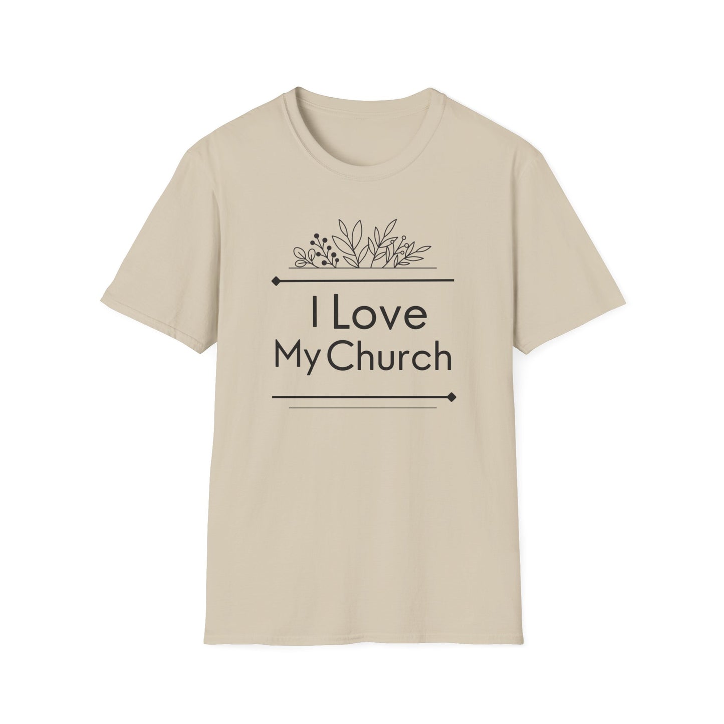 I Love My Church - Floral Design  - Softstyle T-Shirt