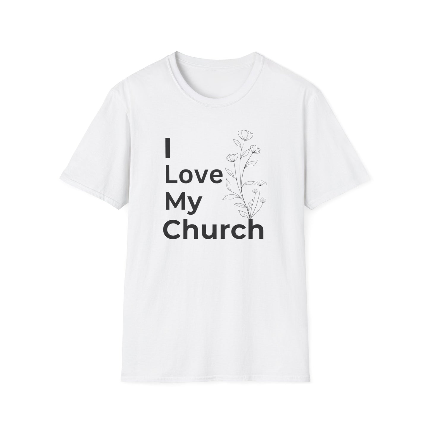 I Love My Church - Floral right side - Softstyle T-Shirt