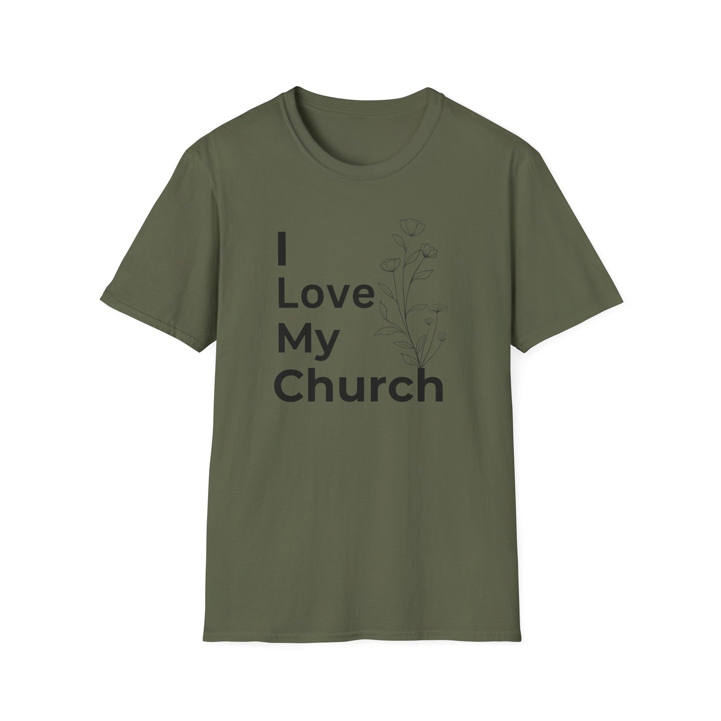 I Love My Church - Floral right side - Softstyle T-Shirt