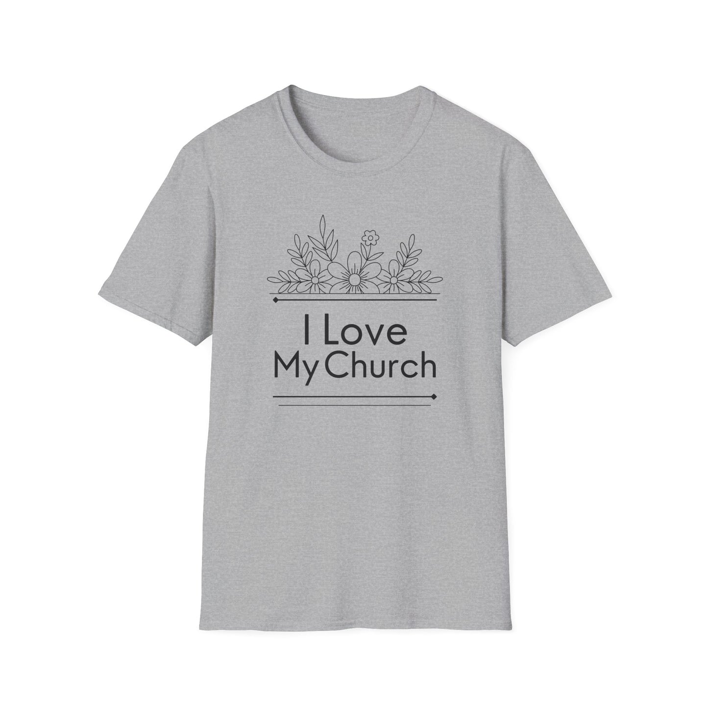 I Love My Church - Floral Design - Softstyle T-Shirt