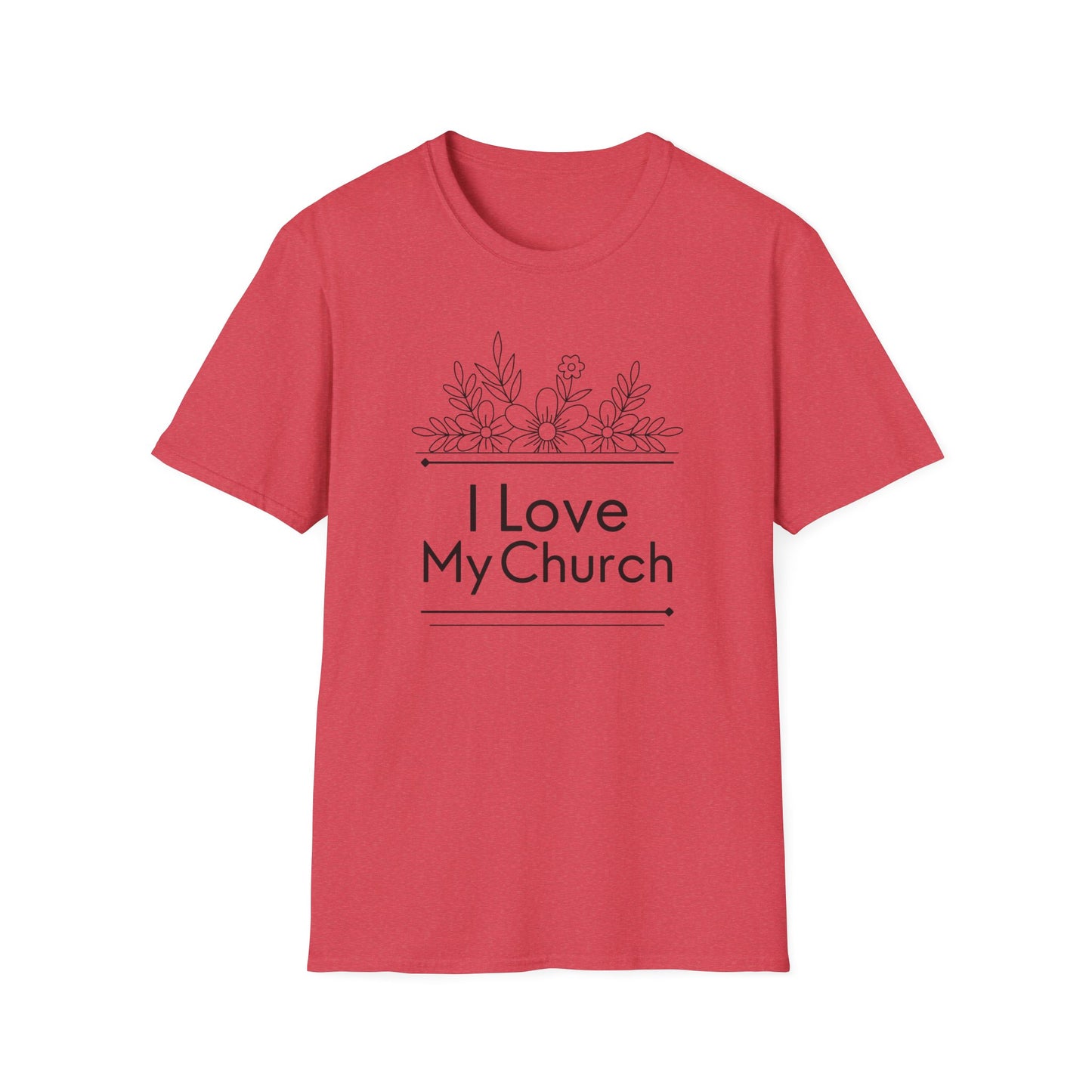 I Love My Church - Floral Design - Softstyle T-Shirt