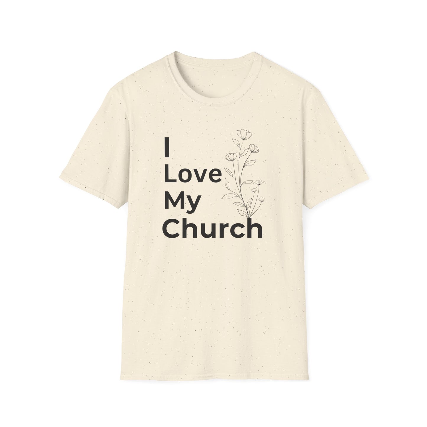 I Love My Church - Floral right side - Softstyle T-Shirt