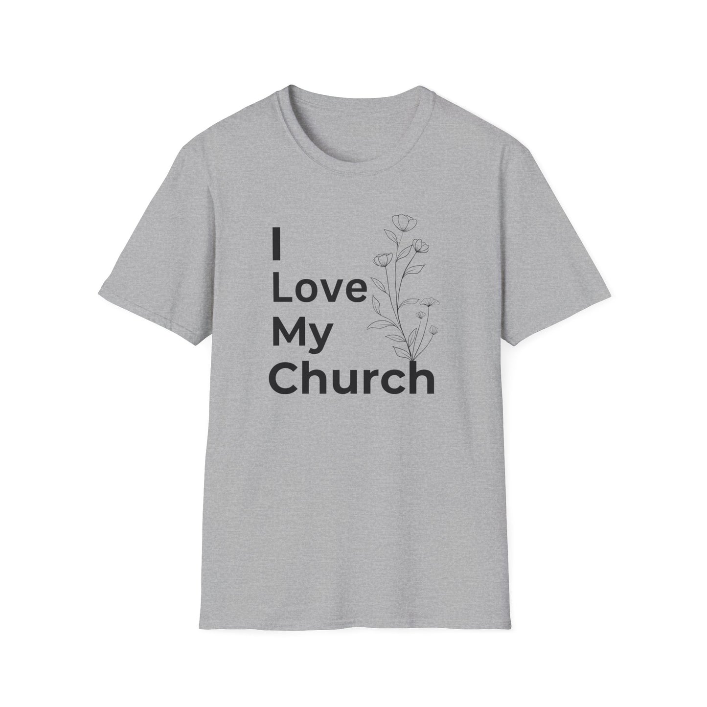 I Love My Church - Floral right side - Softstyle T-Shirt