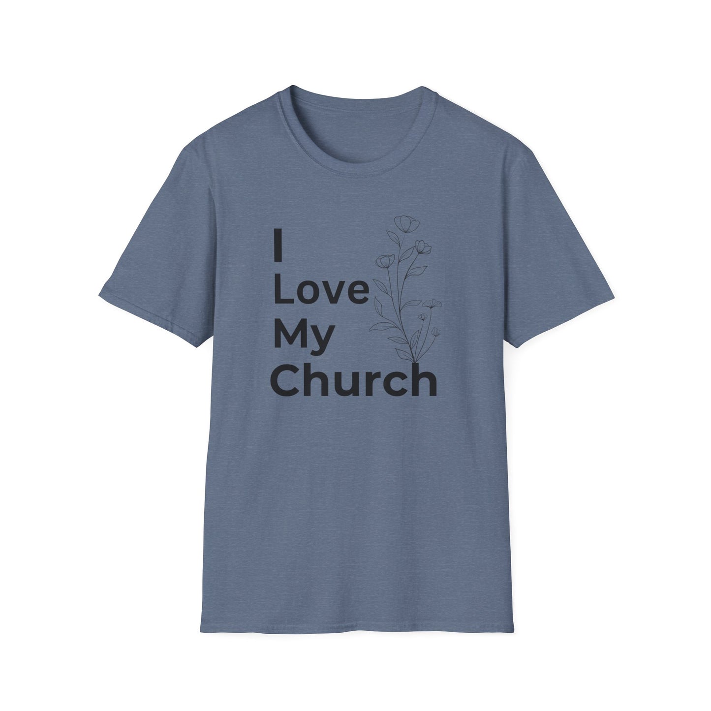 I Love My Church - Floral right side - Softstyle T-Shirt