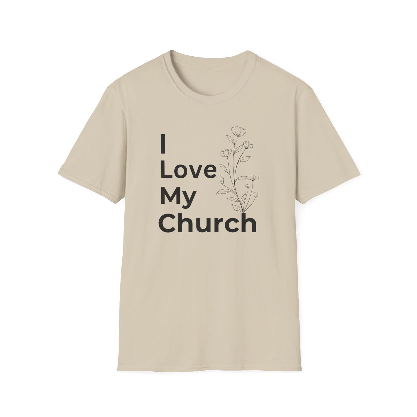 I Love My Church - Floral right side - Softstyle T-Shirt