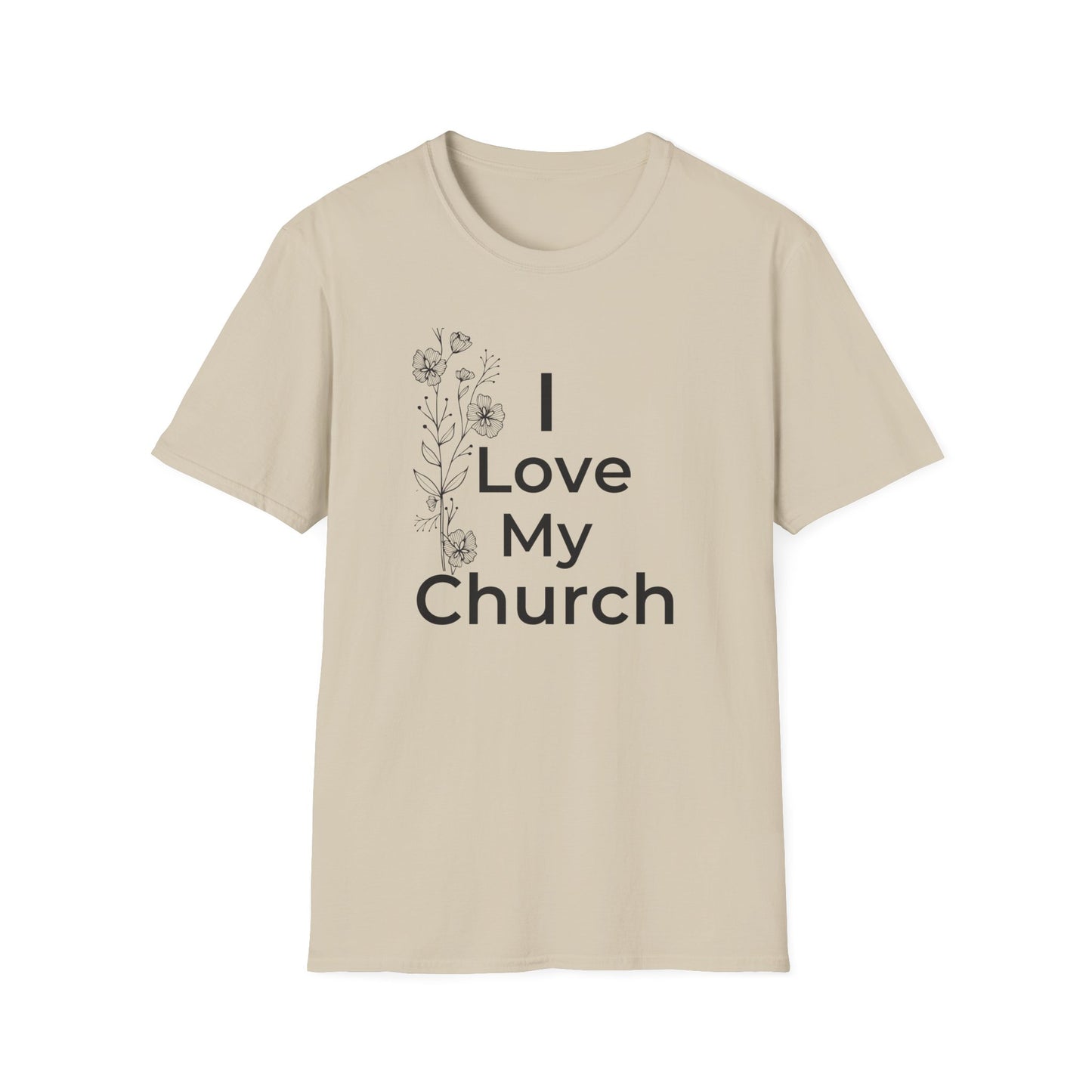 I Love My Church - Floral left side - Softstyle T-Shirt