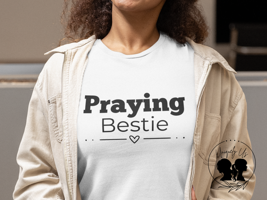 Praying Bestie - Straight Line with Heart- Softstyle T-Shirt