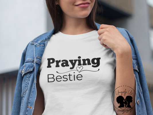 Praying Bestie - Swirl Line with Heart- Softstyle T-Shirt