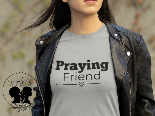 Praying Friend - Straight Line with Heart- Softstyle T-Shirt