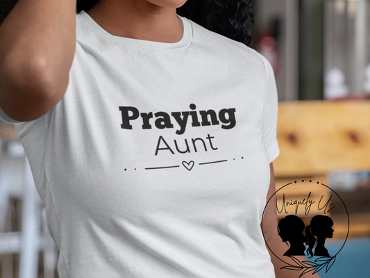 Praying Aunt - Straight Line with Heart- Softstyle T-Shirt