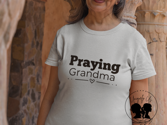 Praying Grandma -Straight Line with Heart - Softstyle T-Shirt