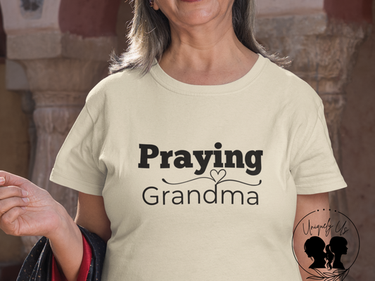 Praying Grandma -Swirl Line with Heart - Softstyle T-Shirt