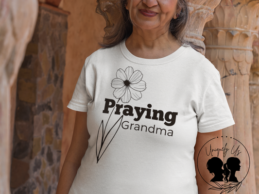 Praying Grandma -Floral Design - Softstyle T-Shirt