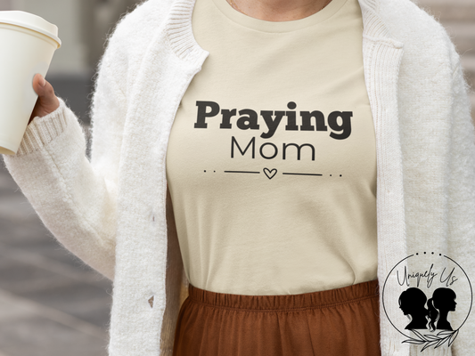 Praying Mom -Straight Line with Heart - Softstyle T-Shirt