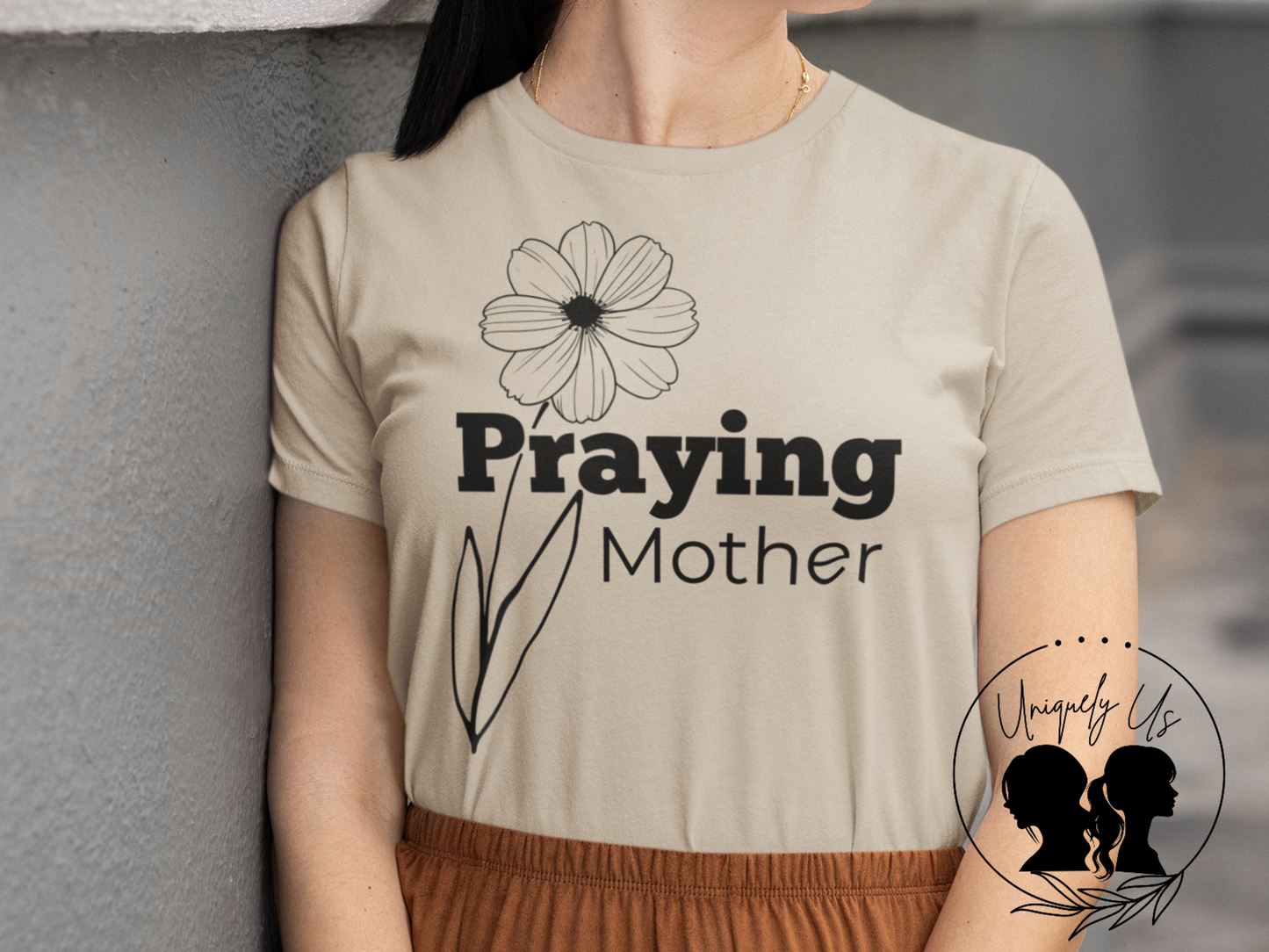 Praying Mother - Floral Design - Softstyle T-Shirt