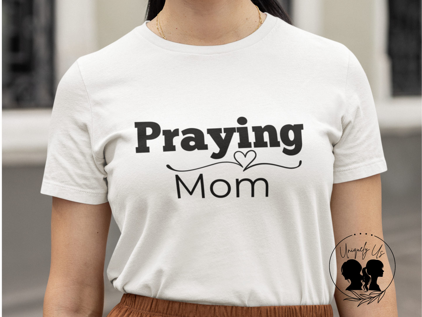 Praying Mom - Swirl Line with Heart - Softstyle T-Shirt