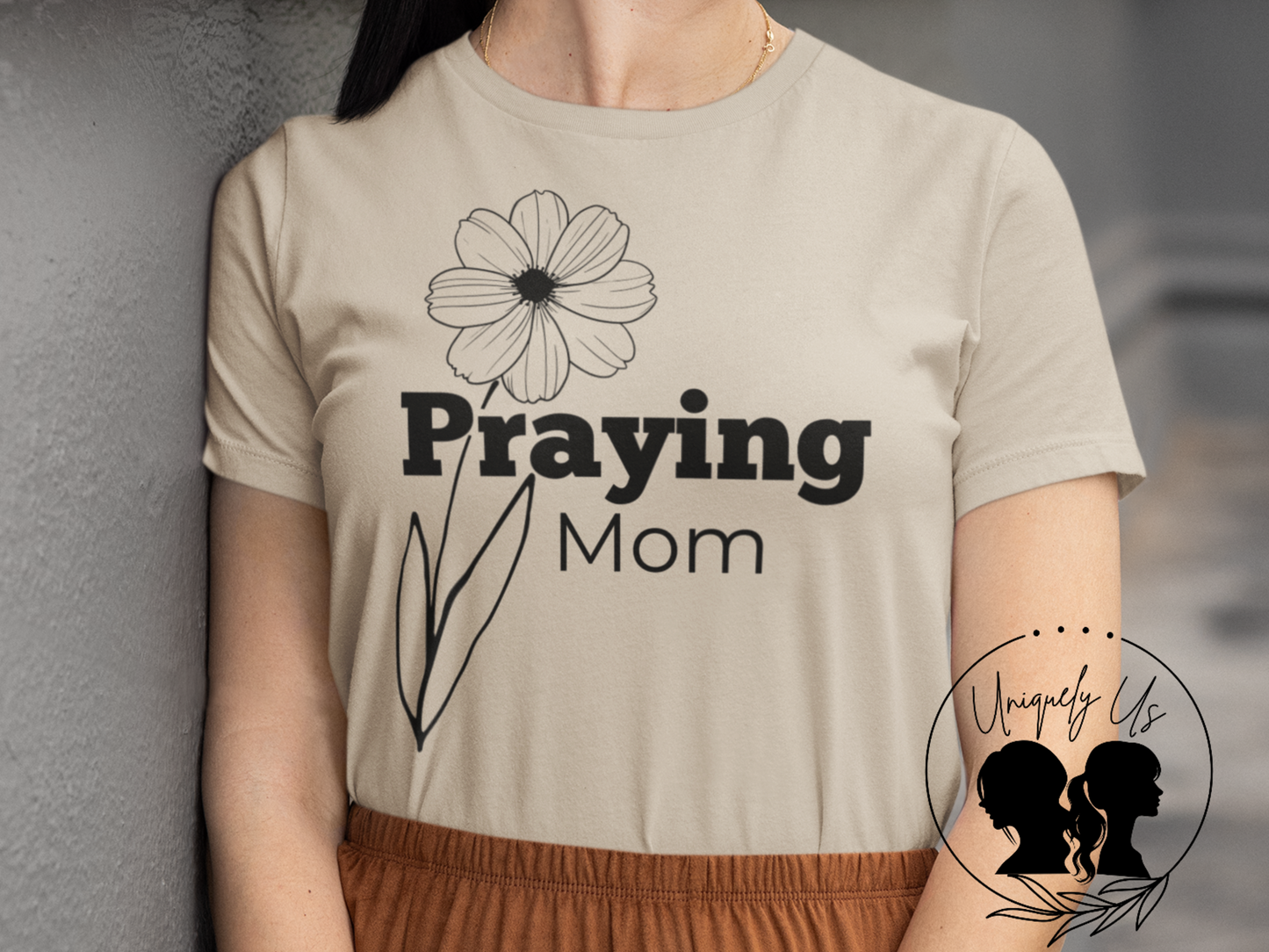 Praying Mom - Floral Design - Softstyle T-Shirt