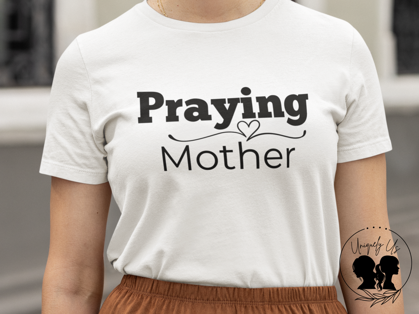 Praying Mother - Swirl Line with Heart - Softstyle T-Shirt