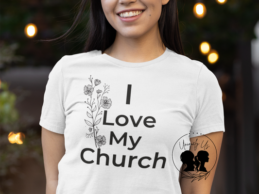 I Love My Church - Floral left side - Softstyle T-Shirt