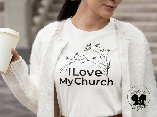 I Love My Church - Floral Design Top - Softstyle T-Shirt