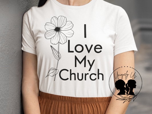 I Love My Church - Floral Single Flower - Softstyle T-Shirt