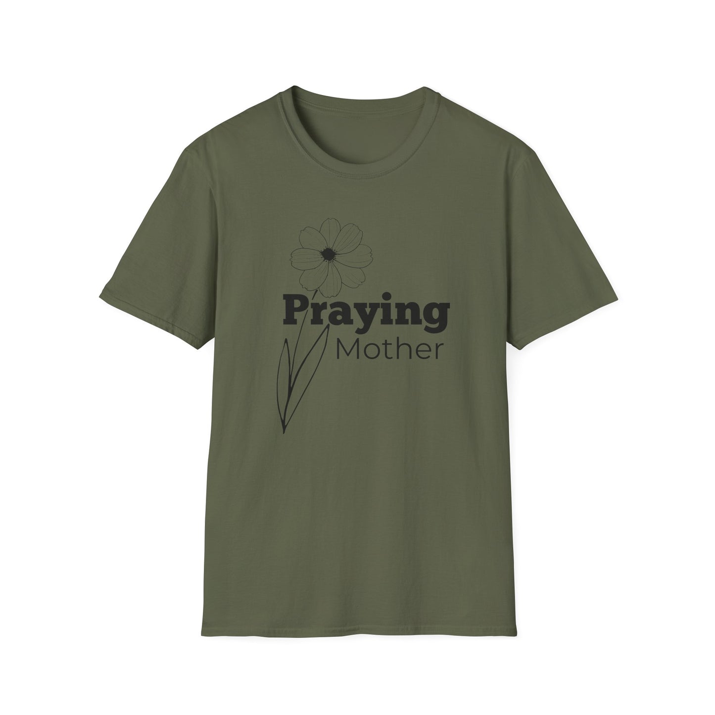 Praying Mother - Floral Design - Softstyle T-Shirt