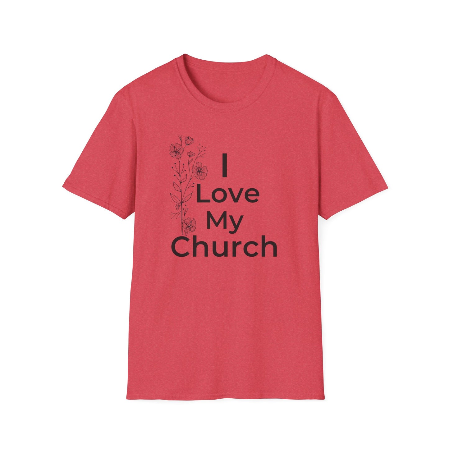 I Love My Church - Floral left side - Softstyle T-Shirt