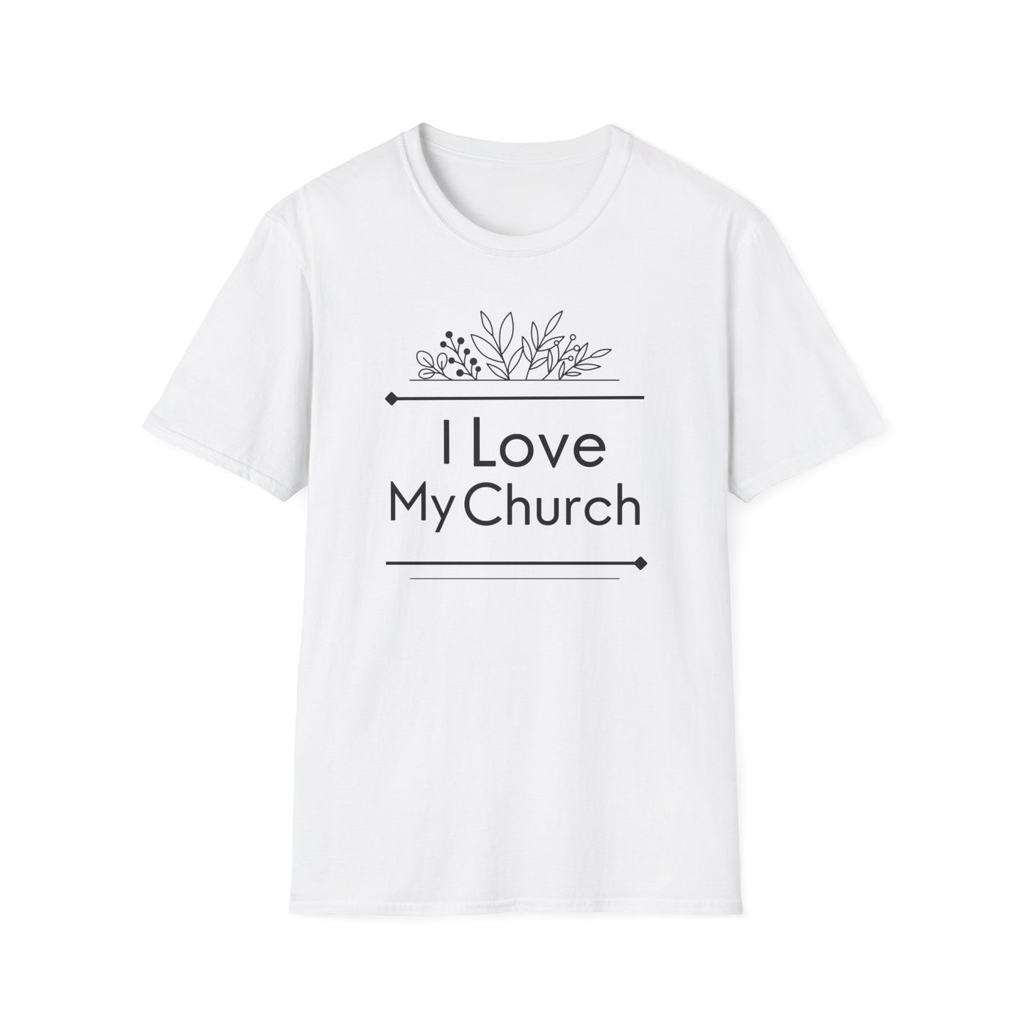 I Love My Church - Floral Design  - Softstyle T-Shirt