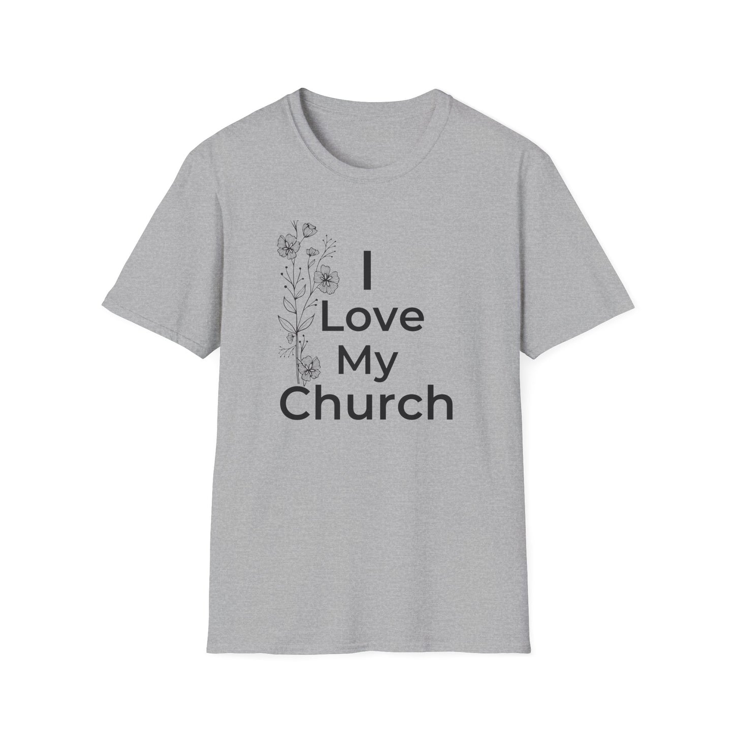 I Love My Church - Floral left side - Softstyle T-Shirt