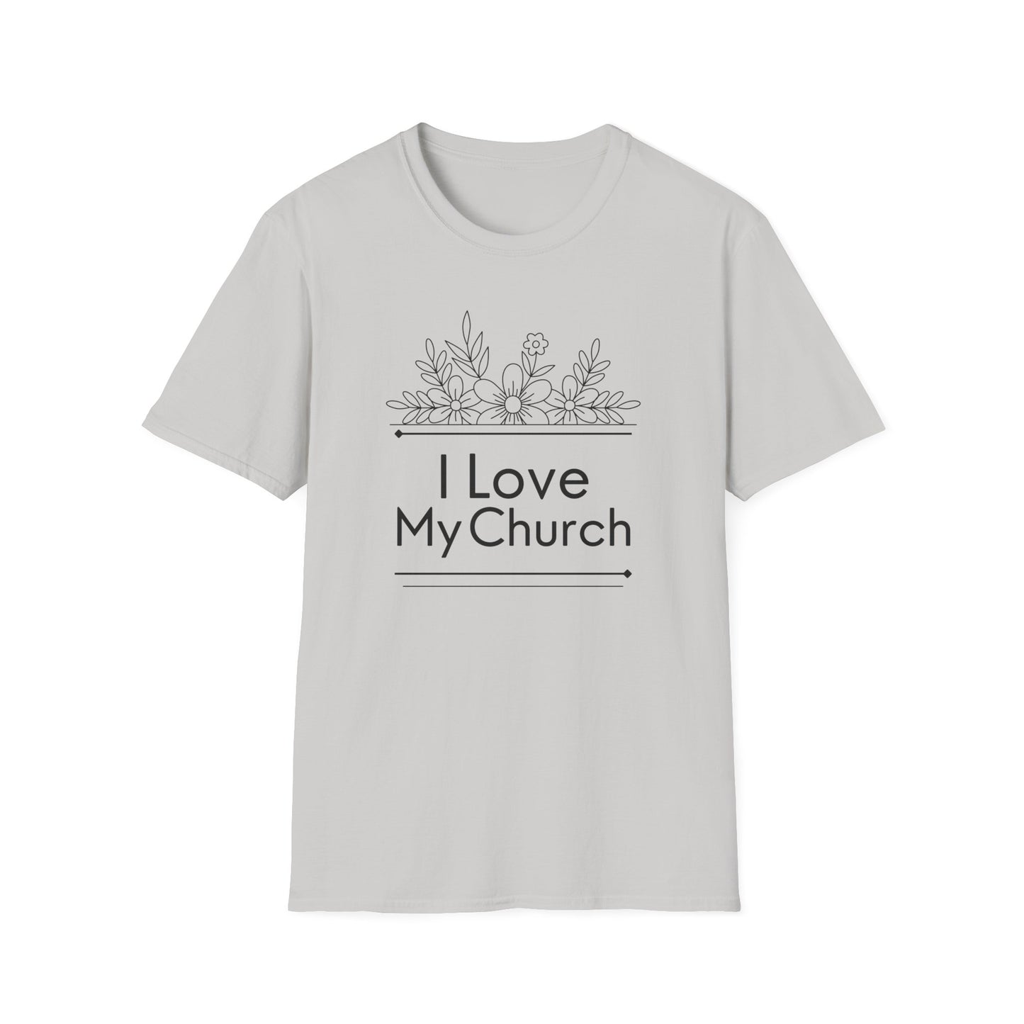 I Love My Church - Floral Design - Softstyle T-Shirt