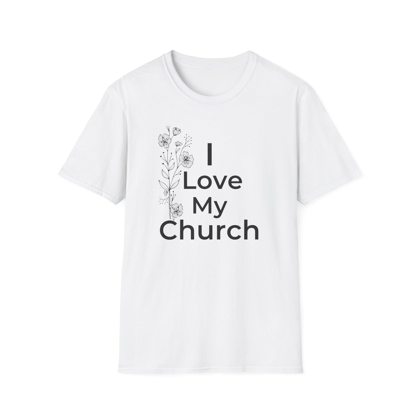 I Love My Church - Floral left side - Softstyle T-Shirt