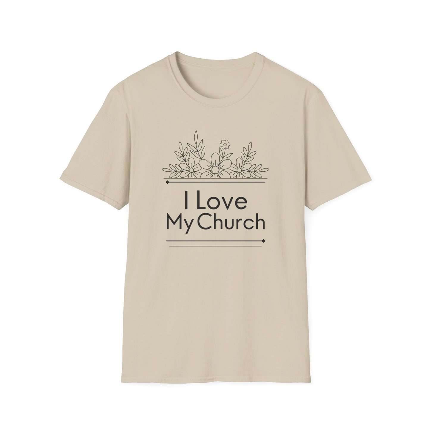 I Love My Church - Floral Design - Softstyle T-Shirt