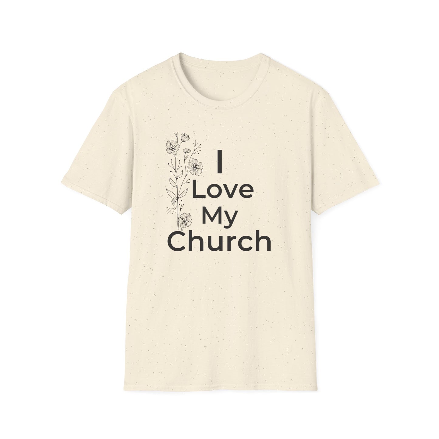 I Love My Church - Floral left side - Softstyle T-Shirt